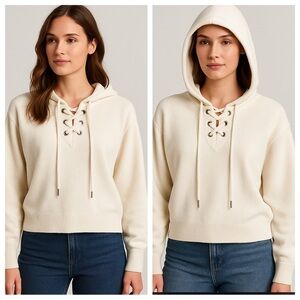 Philosophy Cream Lace-Up Sweater